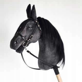 Realistyczny hobby horse, konik na patyku, czarny / kary A4