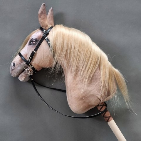Realistyczny hobby horse, konik na patyku, koń palomino / izabelowaty A4