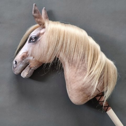 Realistyczny hobby horse, konik na patyku, koń palomino / izabelowaty A4