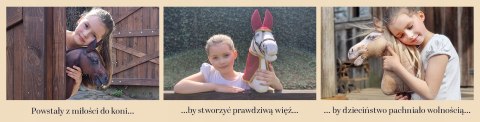 Realistyczny hobby horse, konik na patyku, koń palomino / izabelowaty A4